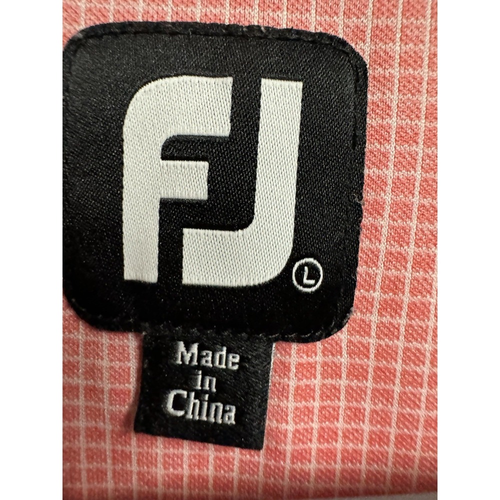 Footjoy Shirt Mens Large Peach Golfer Preppy Performance Stretch Logo - Picture 4 of 5